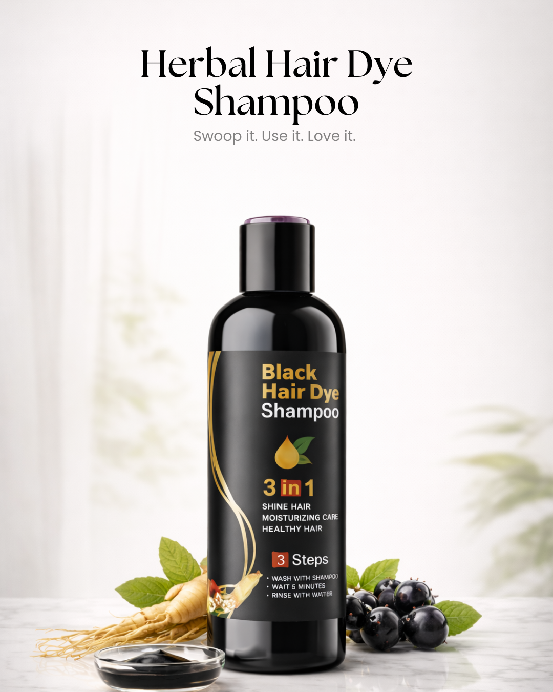 Herbal Hair Dye Shampoo for Grey Hair Coverage Shampoo 3 in 1(100ml) Pack Of 2